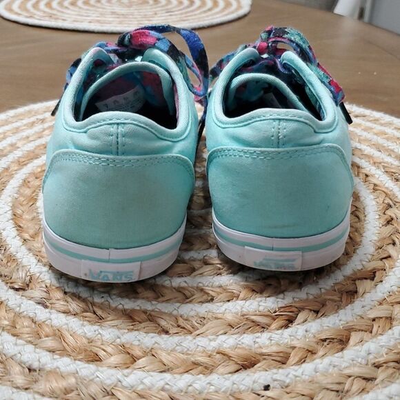 Vans Mint Green with Floral Laces, Size 7 - Picture 7 of 11